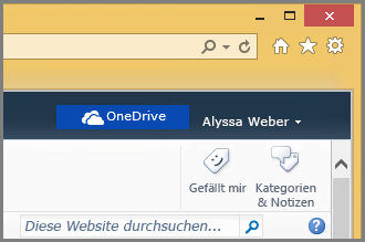 Screenshot der OneDrive-Schaltfläche auf der SharePoint Server 2010-Website