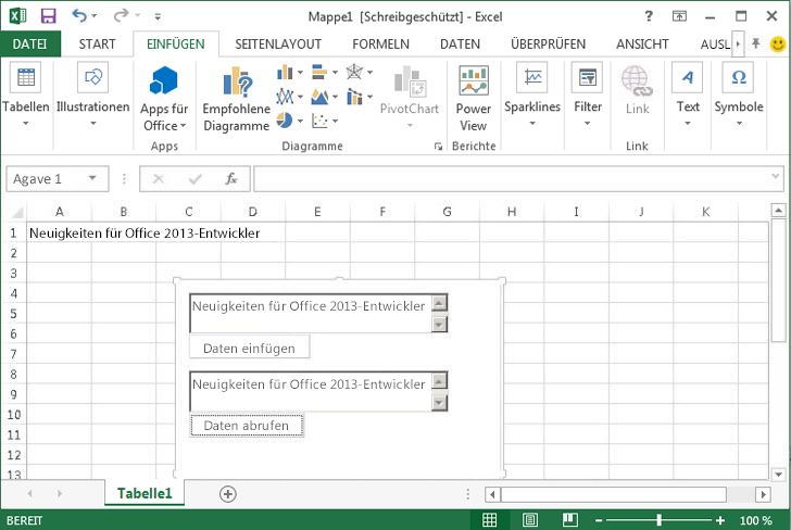 Inhalts-App für Excel