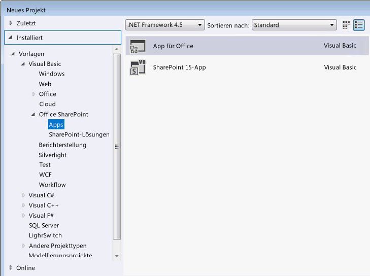 Apps für Office-Vorlagen in Visual Studio