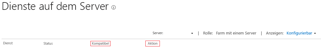 Zeigt die Dienste auf Servern in SharePoint Server 2016 an.