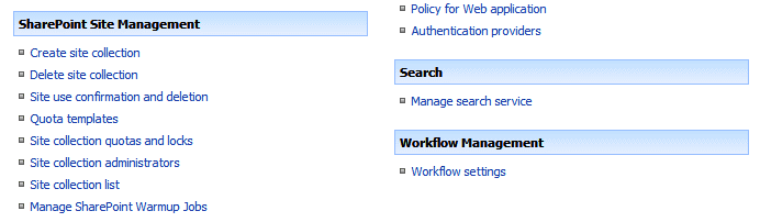 Manage SharePoint Warmup Jobs link