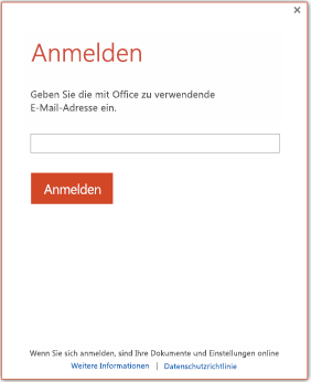 Ein Screenshot eines Anmeldefensters, in dem Sie auswählen können, ob Sie sich mit einem Microsoft-Konto oder einer Organisations-ID anmelden möchten.