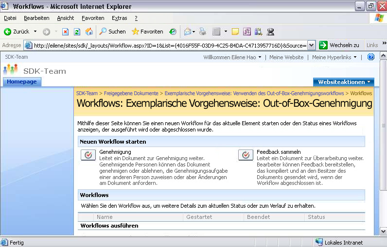 Windows SharePoint Services – Workflows einrichten