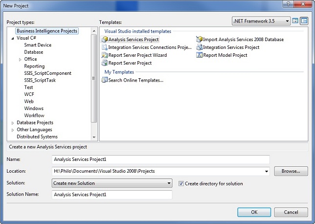 BI-Projektvorlage in Visual Studio