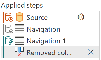 A depiction of a query where after initially connecting to source, steps fold.