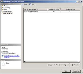 Servereigenschaftsseite in Management Studio