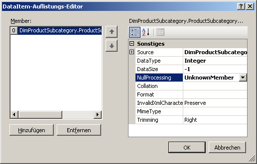 DataItem-Auflistungs-Editor (Dialogfeld)