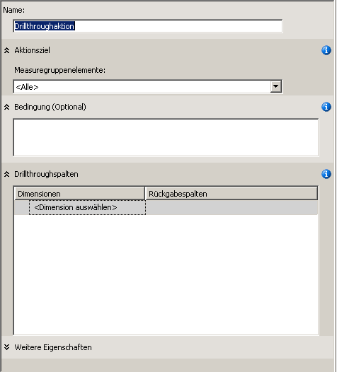 Leere Vorlage 'Aktion' im Anzeigebereich
