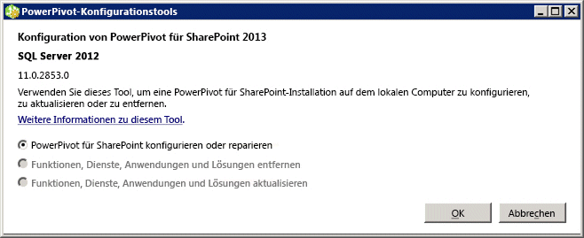 PowerPivot für SharePoint 2013-Konfigurationstool