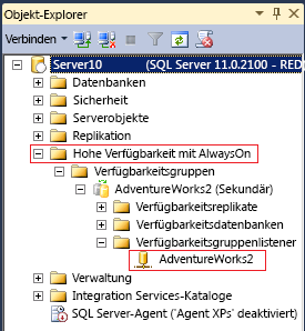 AlwaysOn-Verfügbarkeitsordner in Management Studio