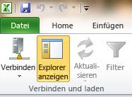 Excel – Schaltfläche "Explorer anzeigen" auf der Registerkarte "Masterdaten"