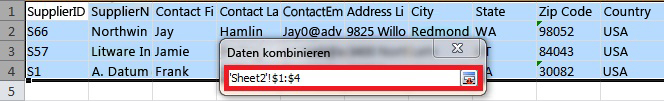 Excel – Daten kombinieren (Dialogfeld) – minimiert