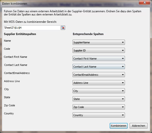 Excel – Daten kombinieren (Dialogfeld) – mit Daten gefüllt