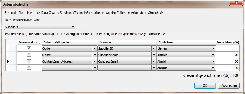 Excel – Daten abgleichen (Dialogfeld)