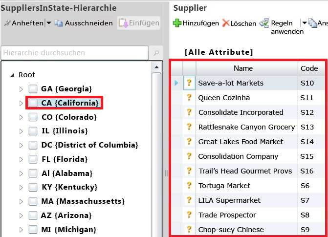 Abgeleitete Hierarchie im Explorer