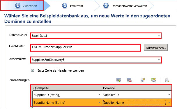 Seite "Zuordnen" im Ermittlungsprozess