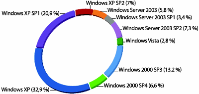 Abbildung 2 Durch das MSRT im ersten Halbjahr 2007 bereinigte Betriebssystemversionen