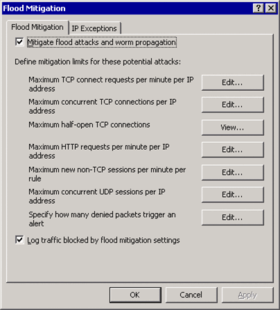 Abbildung 4 Erhöhen Sie die maximale Anzahl von Verbindungen für einen Host oder alle Computer, die ISA Server verwenden.