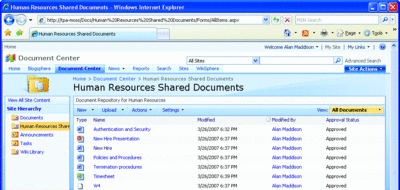Abbildung 6 Dokumentbibliothek, die einige hochgeladene Dokumente enthält