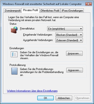 Figure 10 Passen Sie den Schutz je nach Netzwerktyp an.