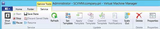 The Scale Out button in VMM 2012.