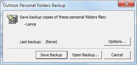 Personal Folders Backup lets you set the reminder duration.