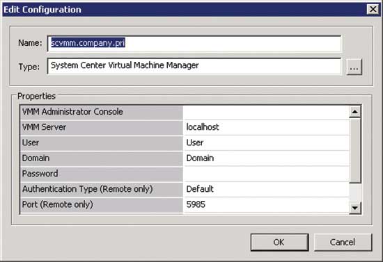 You can edit the configuration of the System Center Virtual Machine Manager 2012 Integration Pack