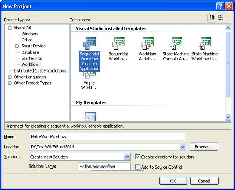 Workflow-Projektvorlagen in Visual Studio 2005