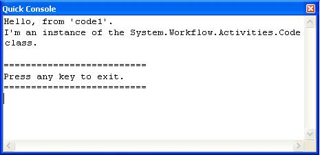 Von einer Konsolen-Hostanwendung ausgeführter Beispiel-Workflow