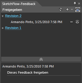 Blend-Arbeitsbereich/SketchFlow-Panel „Freigegebenes Feedback“
