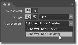 Gerätepanel für Windows Phone