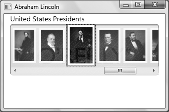 The Presidential Browser application makes use of some slightly subtler animations, but most of it still takes place in the XAML.