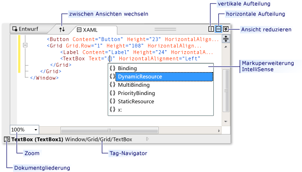 XAML-Ansichtsfunktionen im WPF-Designer