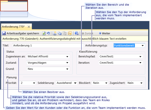 Arbeitsaufgabenformular - Anforderung