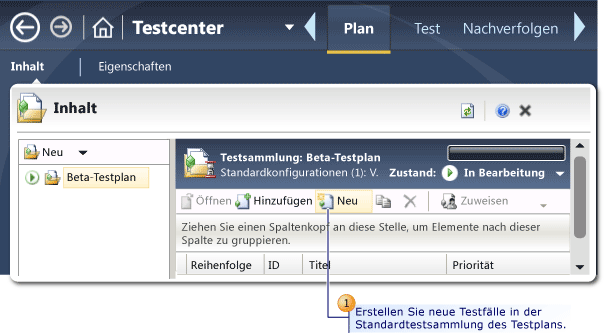 Testfälle zu Standardtestsammlung hinzufügen