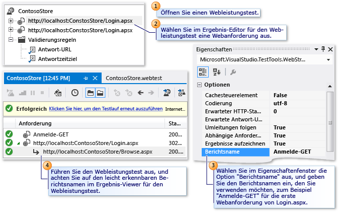 Hinzufügen eines Berichtsnamen zu einer Webanforderung