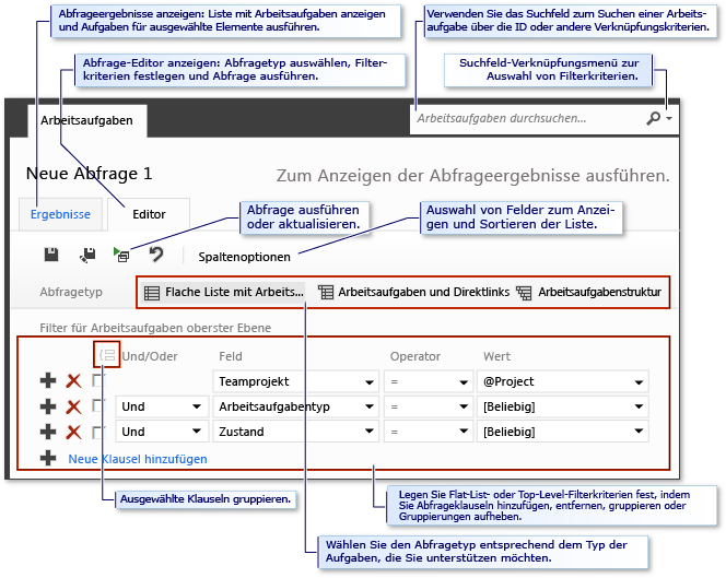 Abfragetools (Team Web Access)