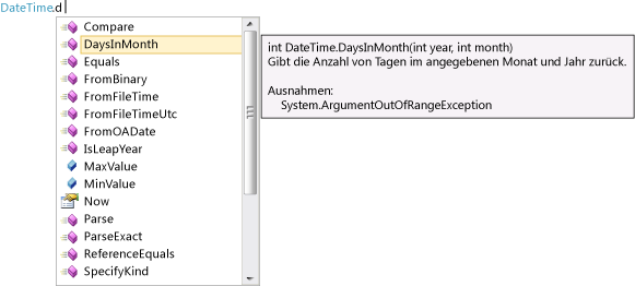 IntelliSense-Beispiel