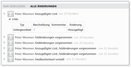 Änderungsverlauf in Team Web Access anzeigen