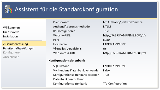 Überprüfen Sie die Informationen vor der Installation