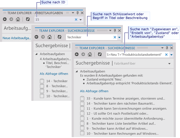 Arbeitsaufgabe mit dem Suchtextfeld suchen