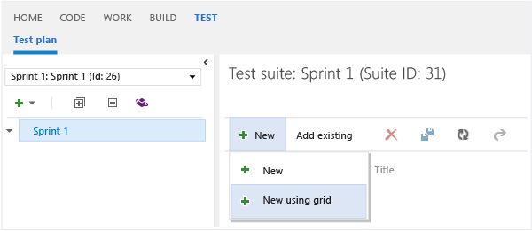 Create new test cases using the grid
