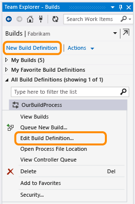 New Build Definition or Edit Build Definition