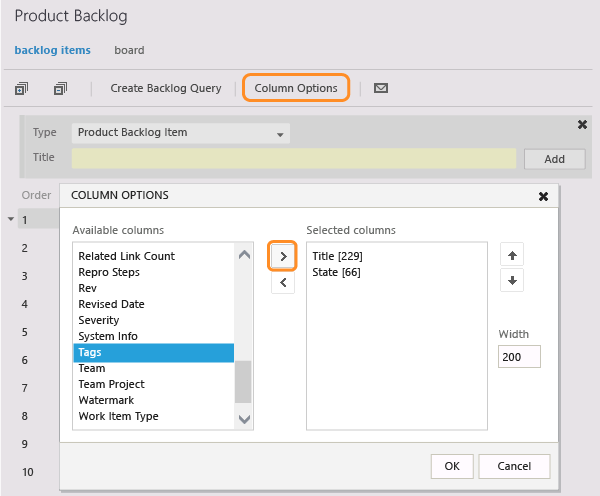 Add Tags to the selected columns to display