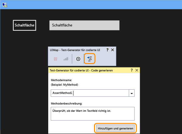 Code für die Textfeld-Assertion generieren