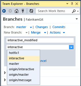 Branch source options