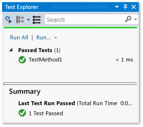 UteCpp04 Unit Test Explorer with one passed test