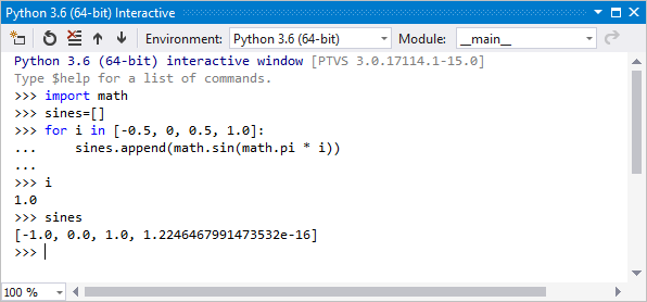 Python interactive window