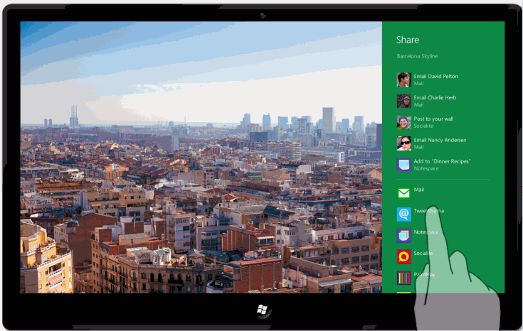 Auswählen eines Freigabeziels in der Windows Store-App
