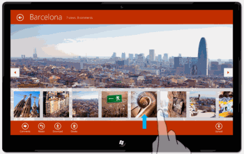 Zugreifen auf die App-Leiste in der Windows Store-App.